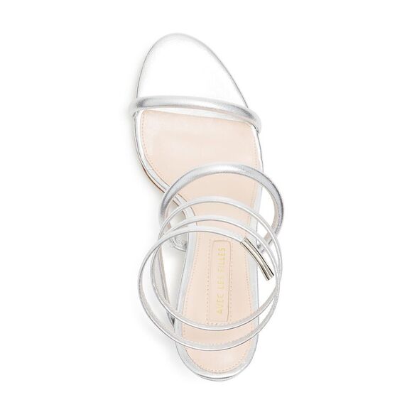 AVEC LES FILLES Womens Silver Joia Toe Stiletto Slip On Sandals Shoes 9.5 M - Picture 4 of 4